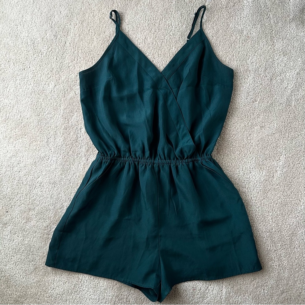 Dark Green Sleeveless Romper